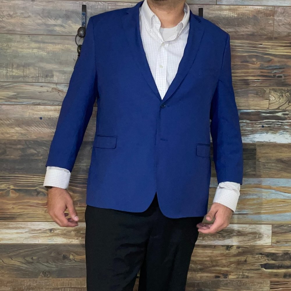 Giorgio Sanetti Eleganza Platinum Blue Double Vented Blazer Sport Jacket 48R